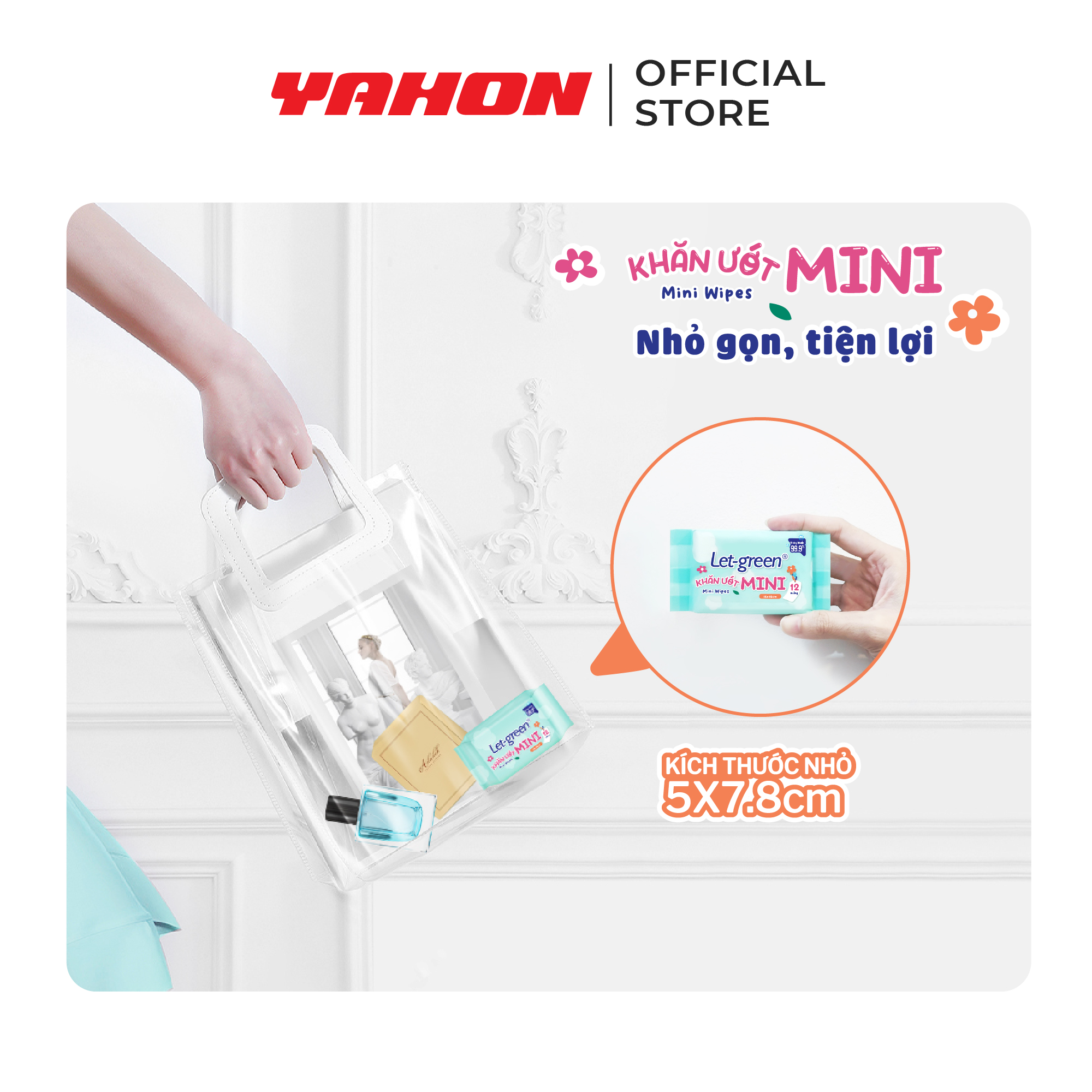 Combo 12 lốc khăn ướt bỏ túi Mini Let-green, 12 miếng/gói, 6 gói/lốc