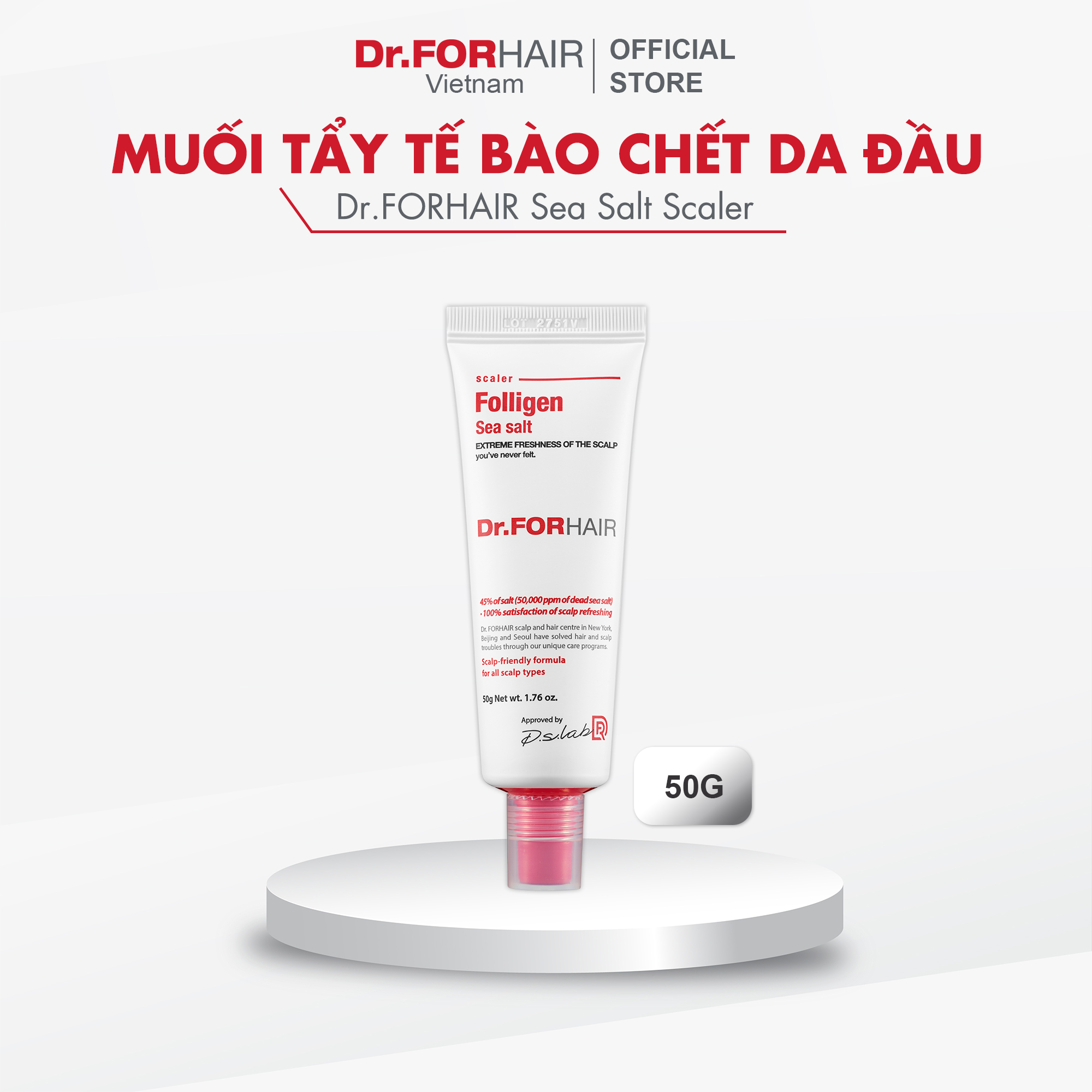 Muối tẩy tế bào chết làm sạch da đầu Dr.FORHAIR Sea Salt Scaler 50g