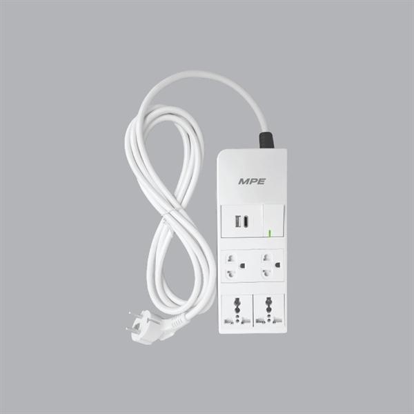 Ổ CẮM DI ĐỘNG - 1 CÔNG TẮC 1 CHIỀU + 1 Ổ CẮM SẠC USB + TYPE C + 1 Ổ CẮM ĐÔI 3 CHẤU + 2 Ổ CẮM ĐƠN ĐA NĂNG 1.5 MPE