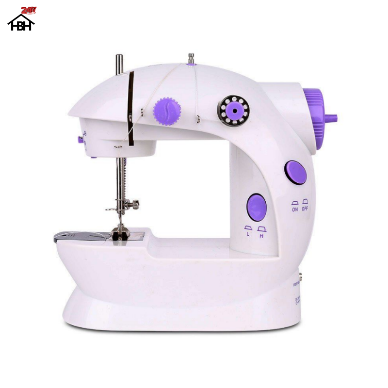 Máy May Mini Gia Đình Tặng Kèm hộp chỉ đủ mầu + thuước dây đo