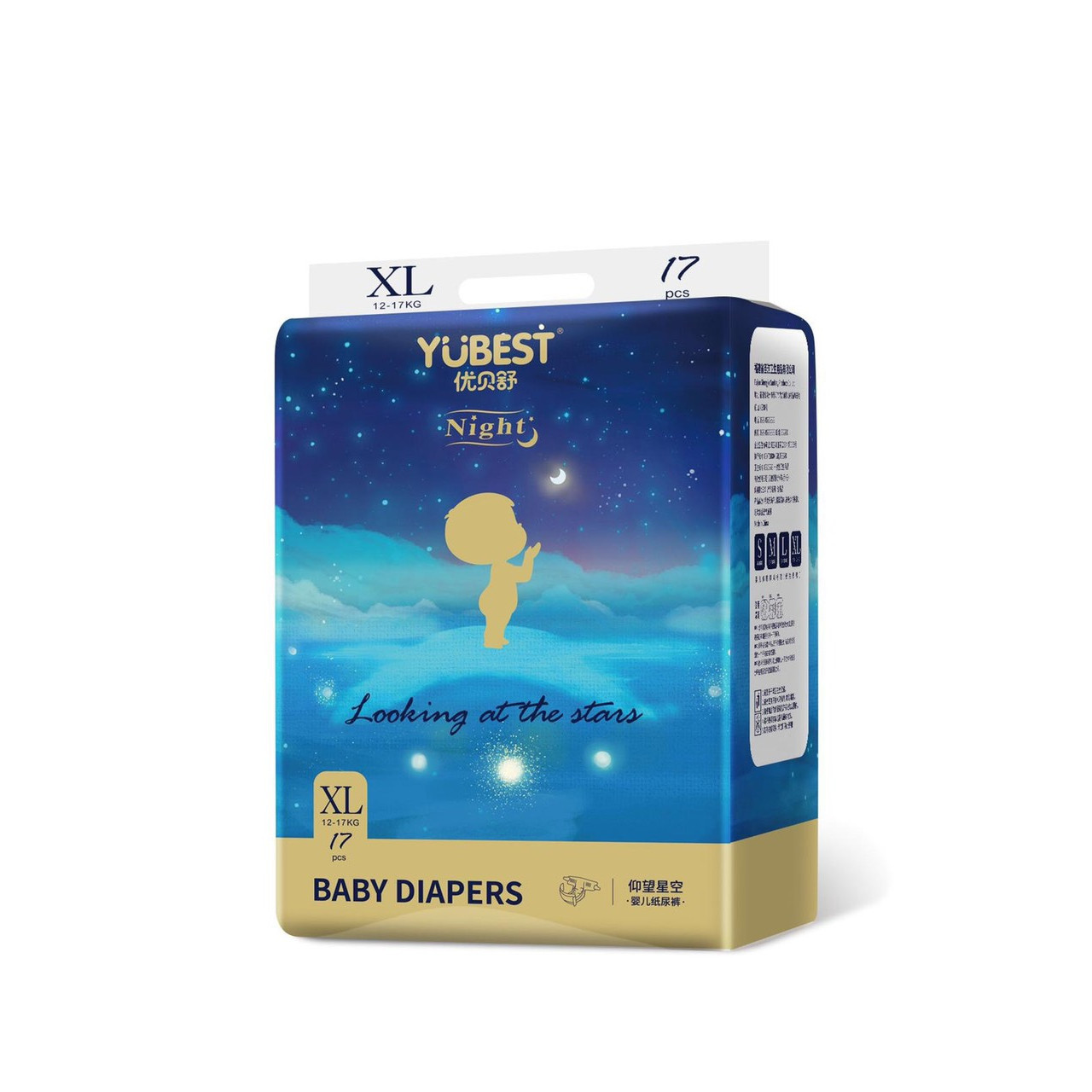 Tã/Bỉm Yubest Night Ban Đêm Nội địa size dán Xl68 (12-15kg)