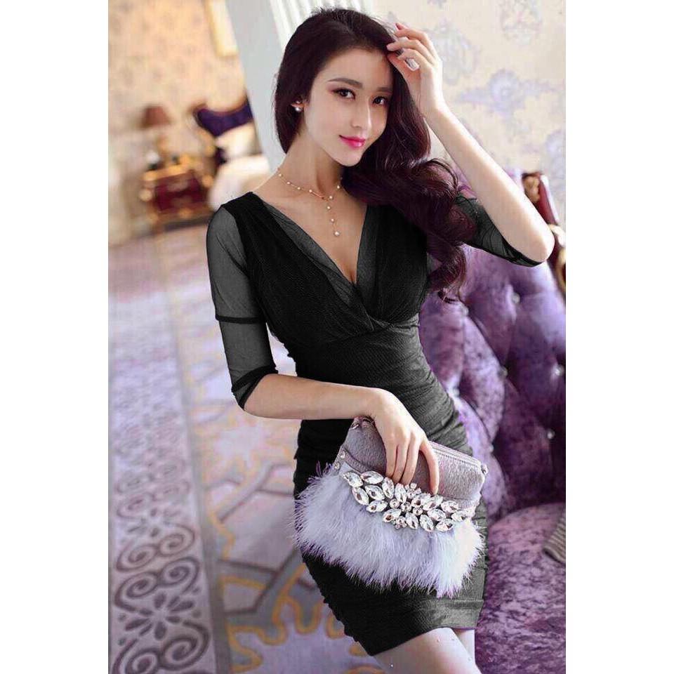 ĐẦM THIẾT KẾ BODY PHỐI LƯỚI CỰC SANG
