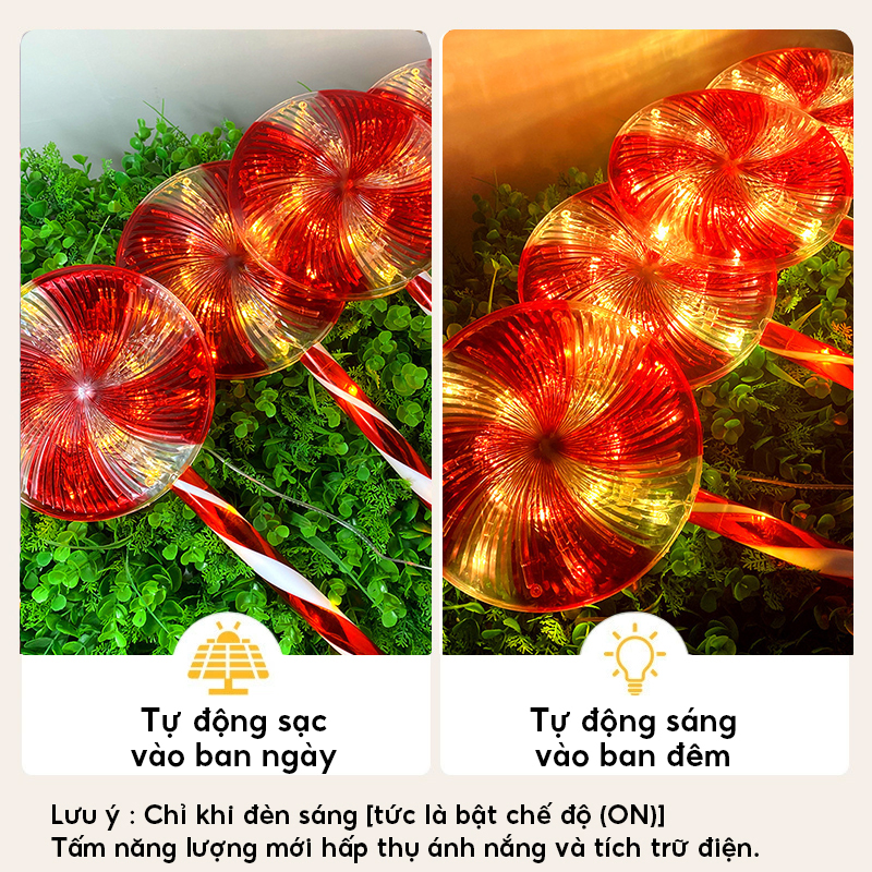 Đèn trang trí năng lượng mặt trời kẹo giáng sinh, tiết kiệm điện, bóng siêu sáng, chống thấm nước - DA3197