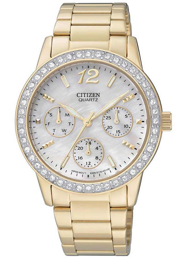 Đồng Hồ Nữ Citizen Đính Đá Swarovski Dây Thép Không Gỉ ED8092-58D - Mặt Xà Cừ