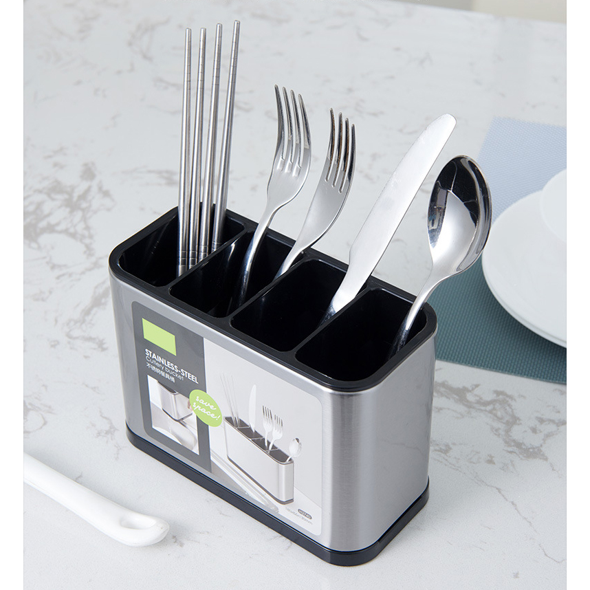 Cắm Dao Đũa Thìa Inox 304 Cao Cấp Có Khay Thoát Nước
