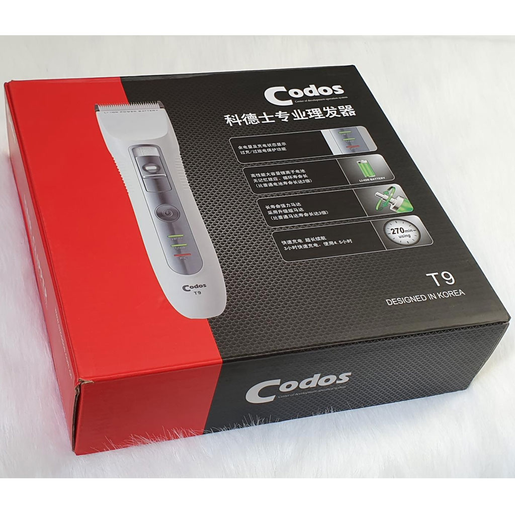 Tông Đơ Cắt Tóc Hàn Quốc CODOS T9 TẶNG LƯỢC CẮT TÓC - Máy Cắt Tóc Chuyên Nghiệp Vận Hành Êm Ái