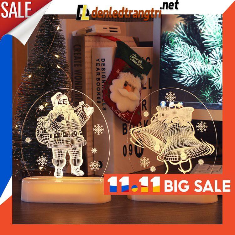 Đèn ngủ để bàn 3D bằng kính làm quà tặng Giáng Sinh NOEL