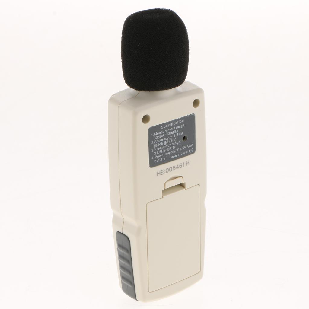 30-130dB LCD Digital Sound Pressure Level Meter Decibel Noise Tester White