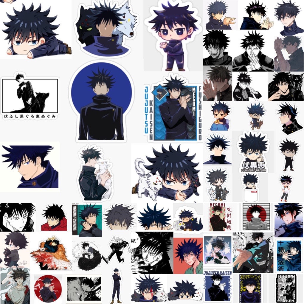 Ảnh Sticker Gojo satoru itadori 30-60 cái ép lụa khác nhau/Hình dán decal JuJutsu Kaisen