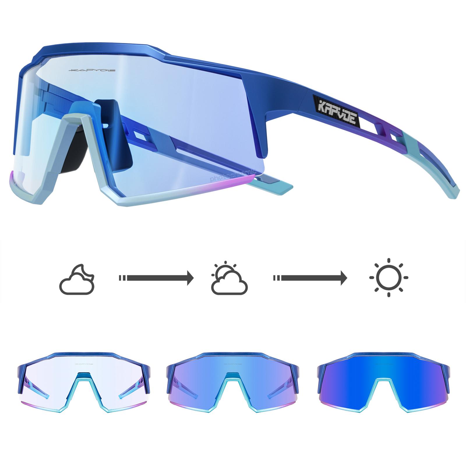 Kapvoe Red Photochromic Kính đi xe đạp nam MTB Kính râm nữ kính xe đạp đường kính UV400 Kính râm xe đạp ngoài trời Color: 09 Lenses Color: Photochromic-1 lens