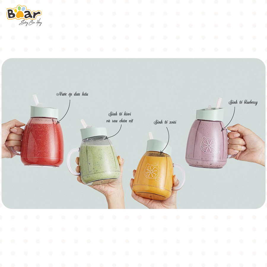 Máy Xay Sinh Tố Cầm Tay Bear, Nghiền Hoa Quả Công Suất Lớn, Chất Liệu An Toàn LLJ-D04A1 - Hàng Chính Hãng