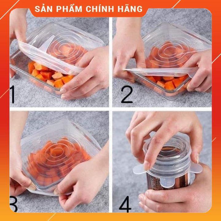 Bộ 6 nắp đậy silicon bọc thức ăn tiện lợi dễ vệ sinh