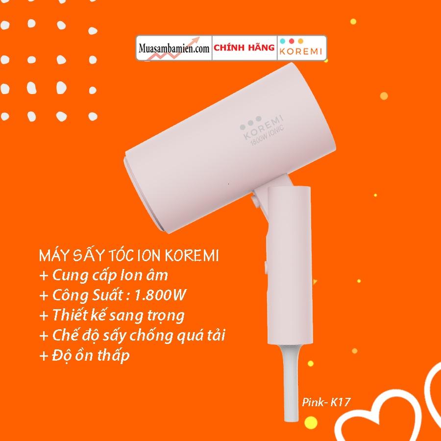 Máy sấy tóc cao cấp sấy nóng lạnh chuẩn salon công suất 1800W sấy tóc Koremi có ion âm bảo vệ tóc