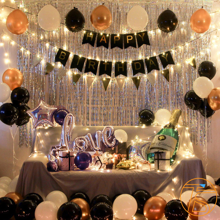 Bộ trang trí sinh nhật happy birthday chữ love có đèn led 804 - Sét bong bóng trang trí tiệc dễ thương