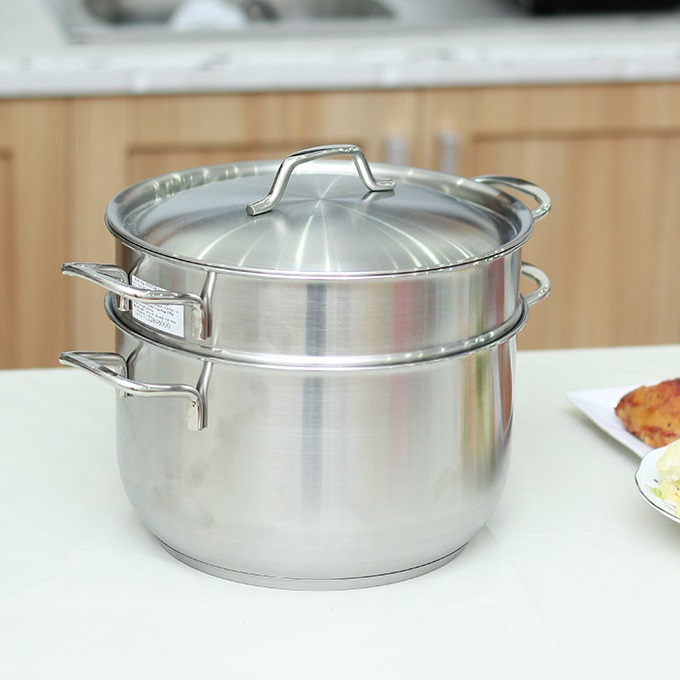 Bộ nồi xửng hấp inox 430 3 đáy nắp inox Fivestar 24cm/ 26cm/ 28cm/ 30cm/ 32cm