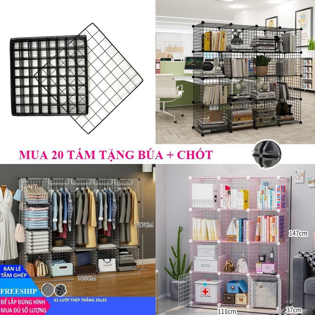 Tủ Ghép Lưới Sắt Thép Đa Năng Hiện Đại Để Sách Decor, Trưng bày trang trí mọi không gian