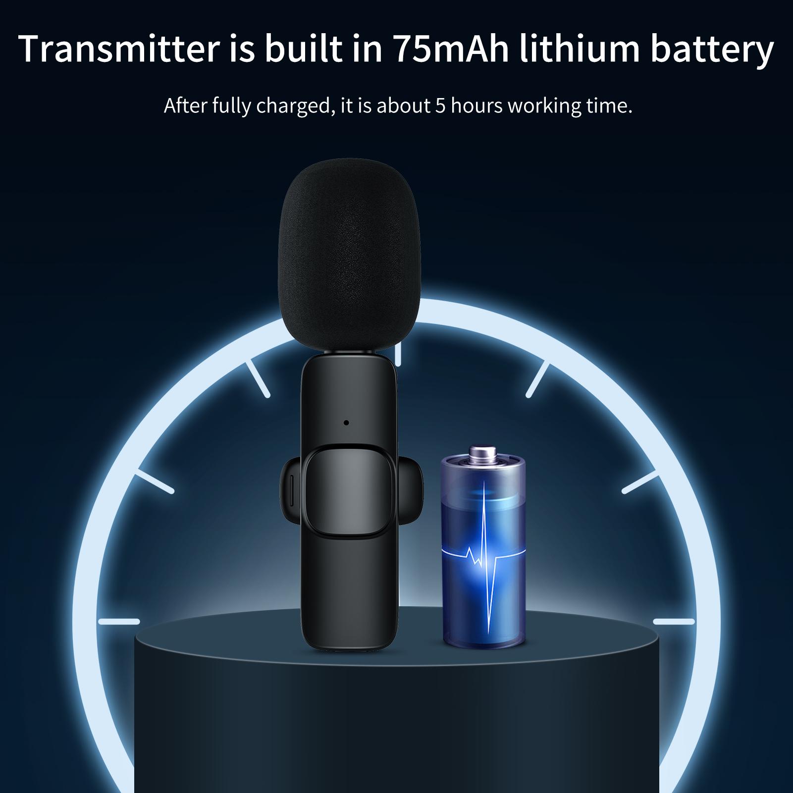 Mini Wireless Lavalier Microphone 360° Omnidirectional Lapel Mic Noise Reduction for Live Streaming Video Online Class