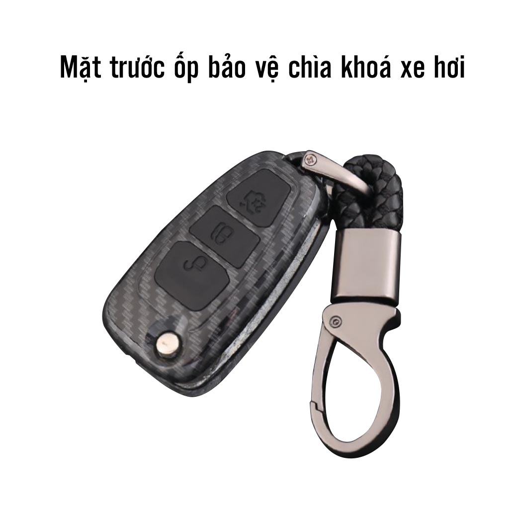 Ốp chìa khóa dành cho xe Ford Ranger Wildtrak chất liệu nhựa ABS mạ vân Cacbon - Hàng Chính Hãng