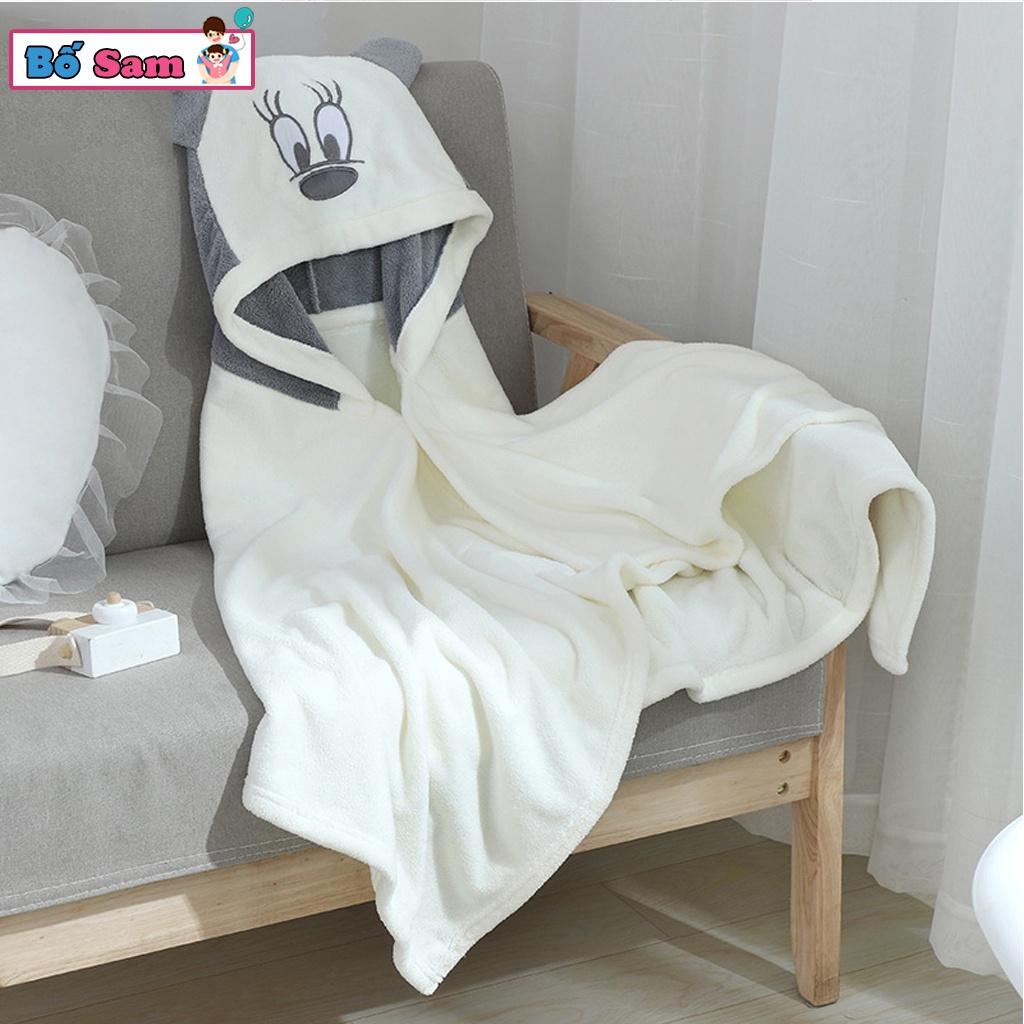 Áo choàng tắm khăn tắm cho bé cotton có mũ lông cừu dày dặn thấm hút tốt Shop Bố Sam