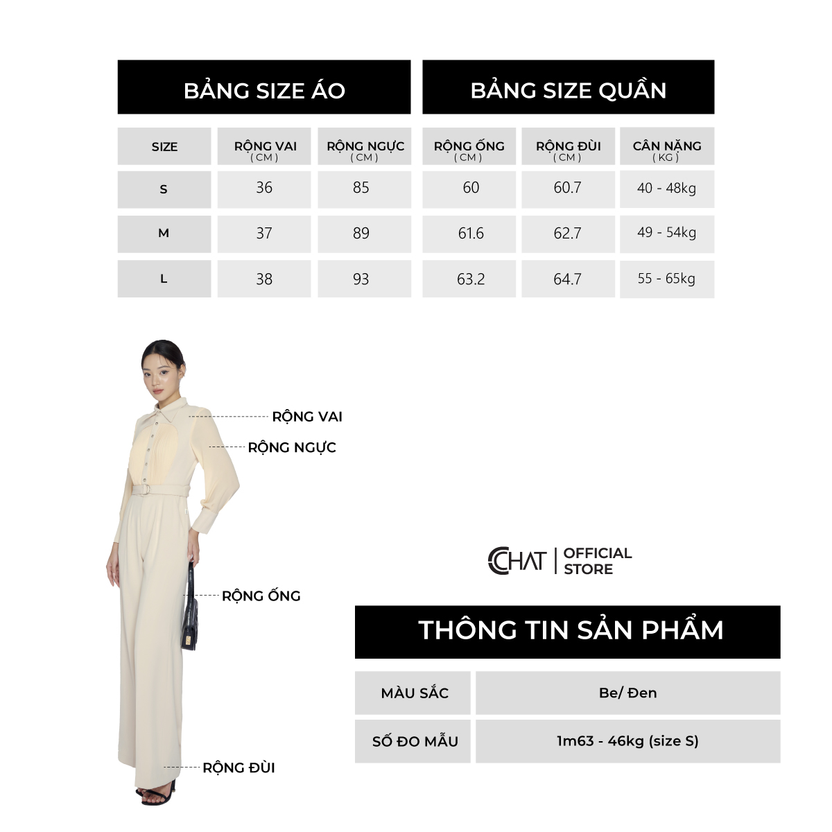 Jumpsuit Nữ  Dáng Suông Phối Tay Xếp Ly Thân Chất Tuytsi Cao Cấp 53JDS8003ST