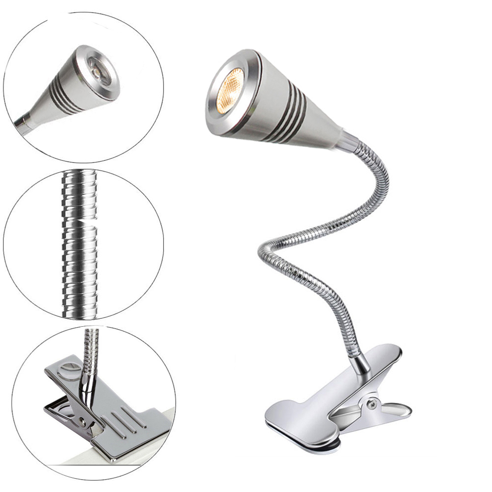 Đèn Led đọc sách đầu giường 3W, Anh sáng chiếu rọi điểm, Kẹp Kim loại đa năng tích hợp Đèn Học và làm việc, Đèn soi tranh trang trí phòng khách