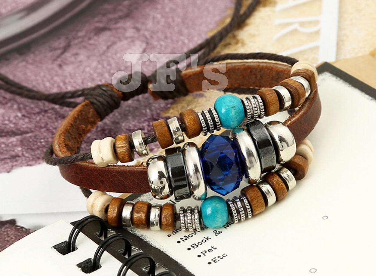 Vòng đeo tay da nhiều lớp, vòng tay thời trang bohemian
