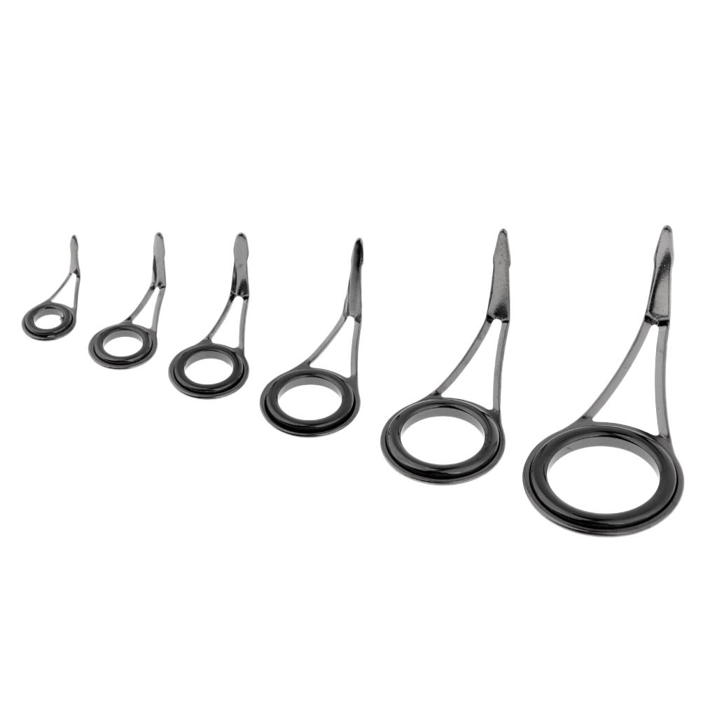 6pcs Fishing Rod Guides Top Tips Eye Ring Rod Repair Kit for Rod Building