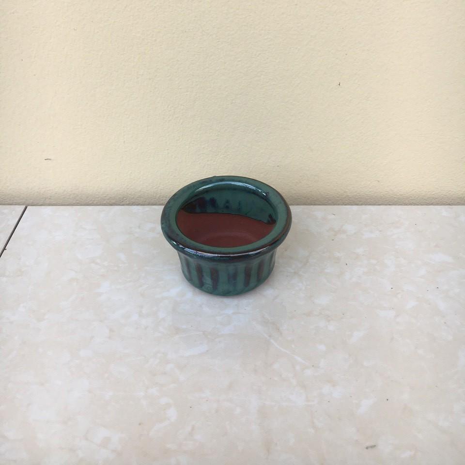 Chậu bonsai tròn loe mini men hỏa biến gốm Bát tràng 1 size BM-16