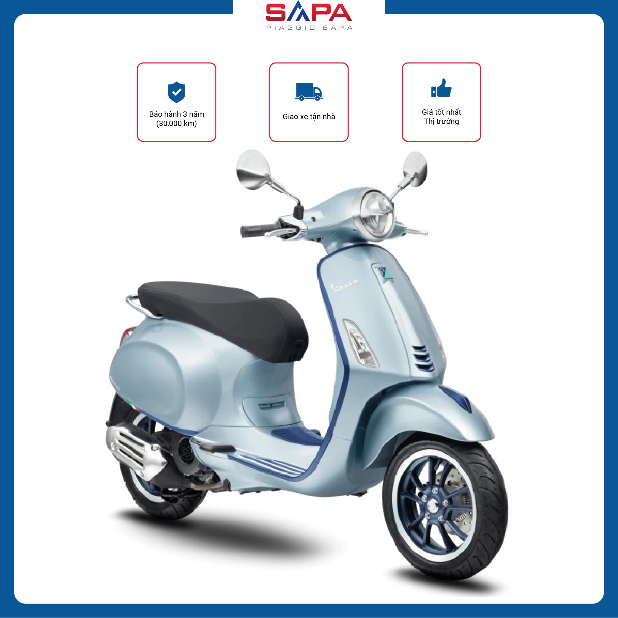 Xe Tay Ga Vespa Primavera S 125 Màu Bạc Xanh Grey Delicatio