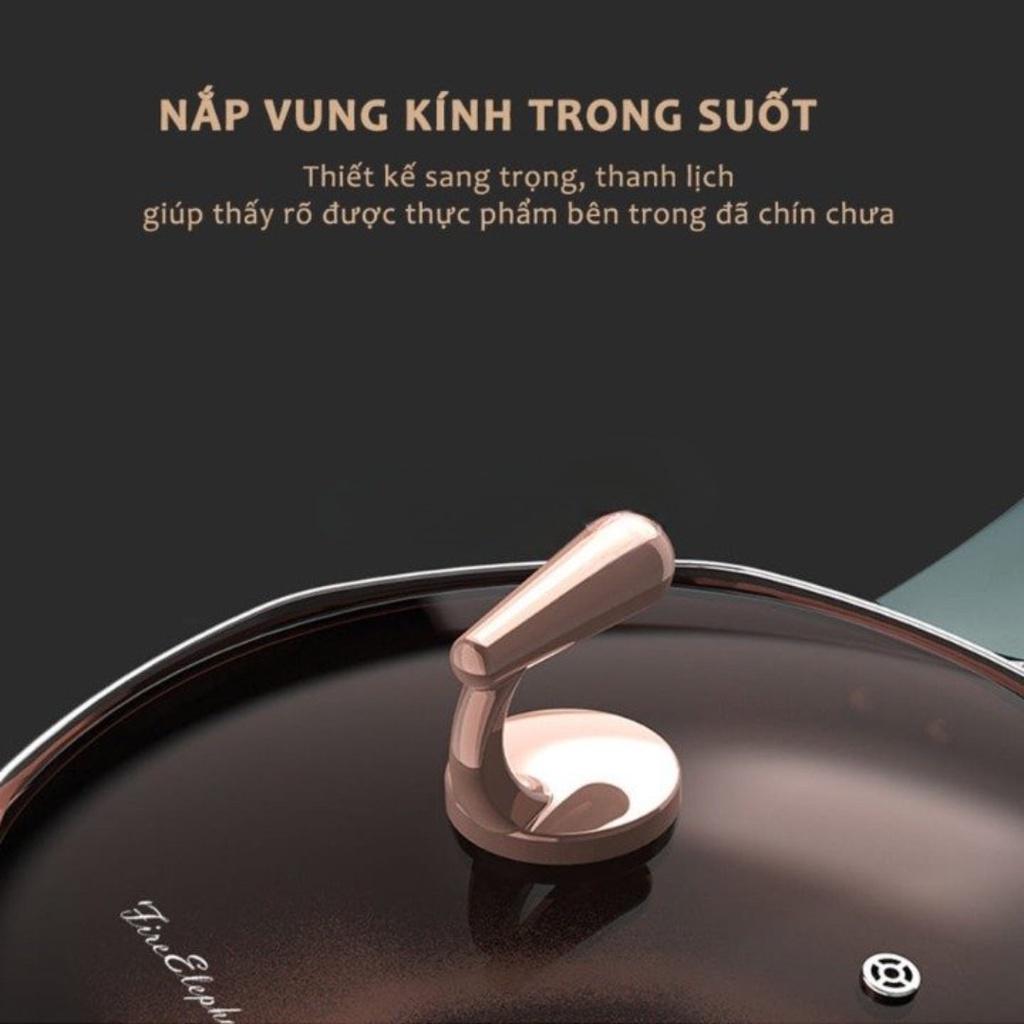 Chảo đá chống dính bát giác cao cấp 32cm kèm vung thuỷ tinh, chất liệu thép hợp kim kháng khuẩn, dùng được mọi loại bếp