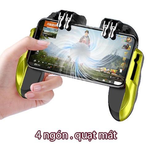 Tay Cầm Chơi GamePUBG Liên Quân H9 - 6 Ngón Nhấn Tích Hợp Quạt Tản Nhiệt - Phiên Bản Cao Cấp - Quạt kèm pin Litium - H9