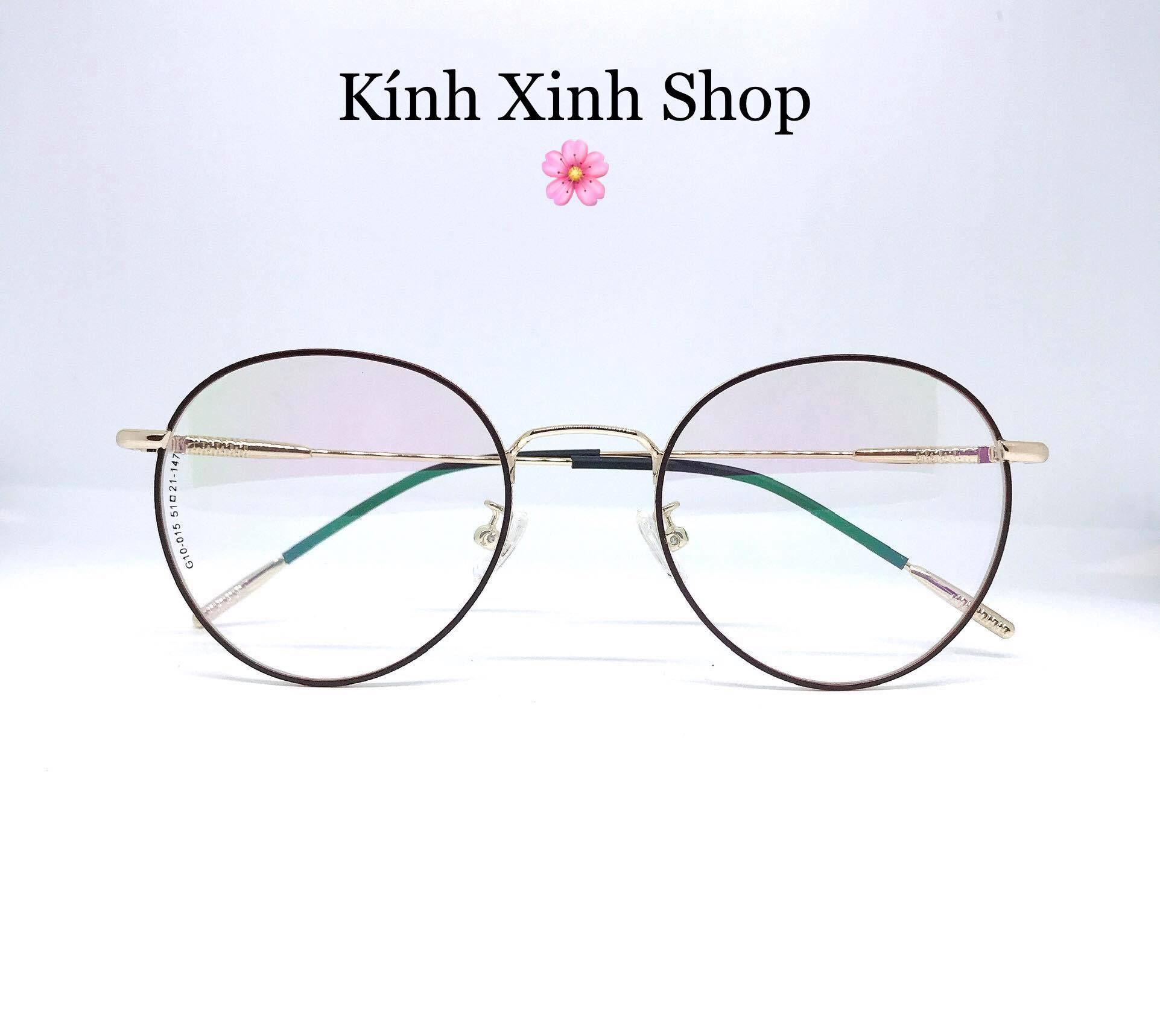Kính Mắt tròn kim loại cao cấp tròng kính bluecut chống ánh sáng xanh G90015
