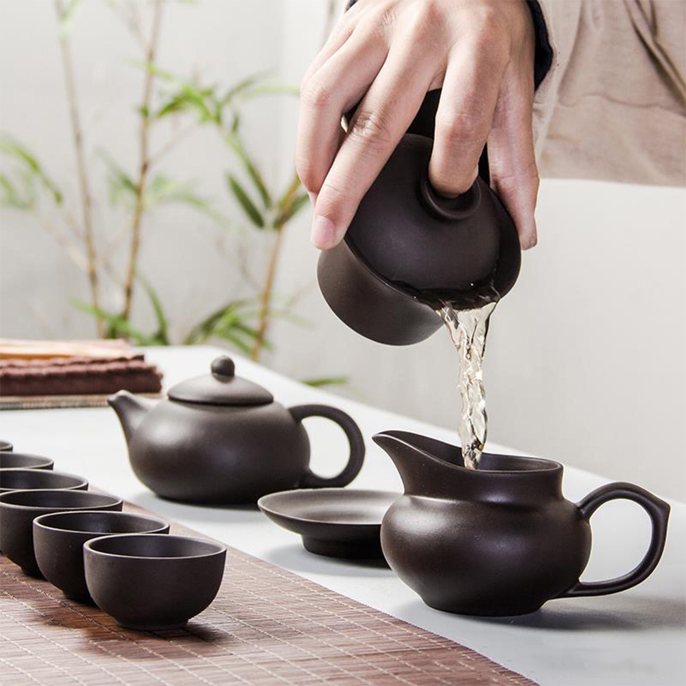 Chén tử sa cổ Nghi Hưng liễn trà có nắp đậy và dĩa lót  tách trà chum trà tinh hoa trà đạo phụ kiện bàn trà