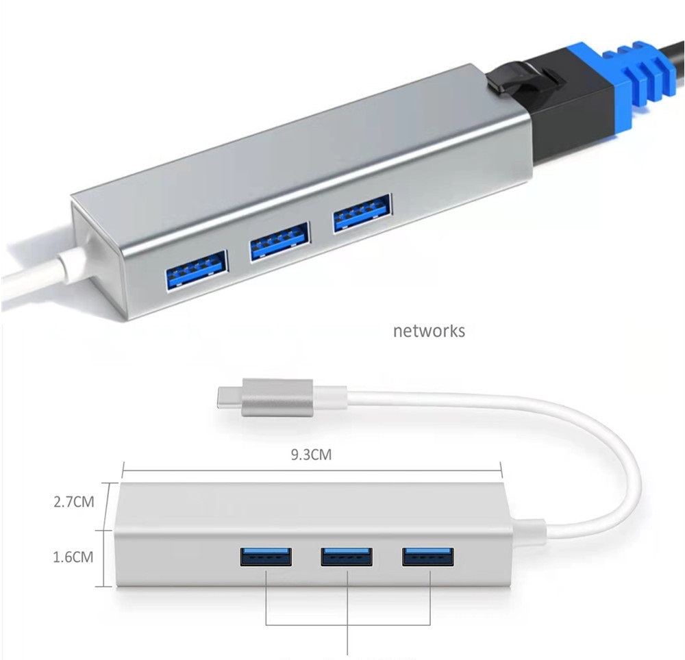 Hub USB 3.0 4 Cổng, Bộ Chia USB Hub Nhôm C Sang USB 3.0 Nhôm Cho Mac Book, Mac Pr00/Mini