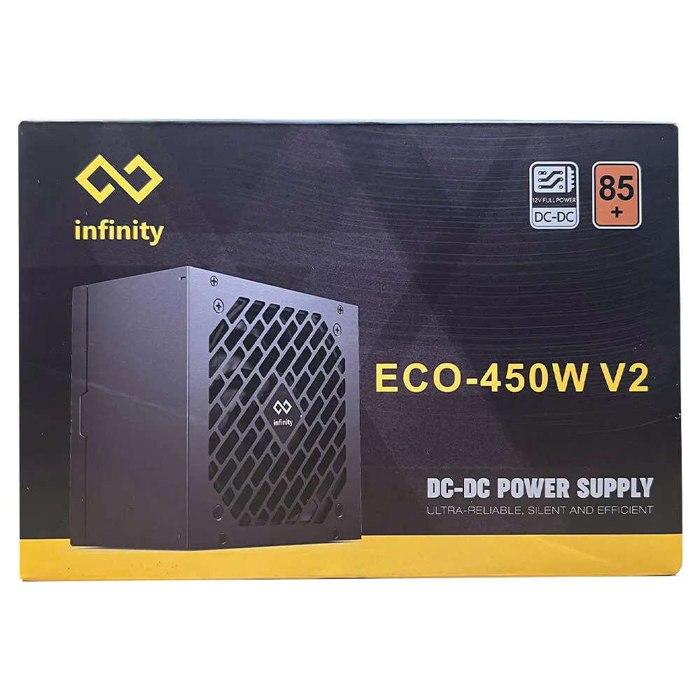 Bộ nguồn máy tính Infinity ECO 450W V2 – DC to DC – Hiệu suất 85% – Active PFC – Single Rail _ Hàng Chính Hãng