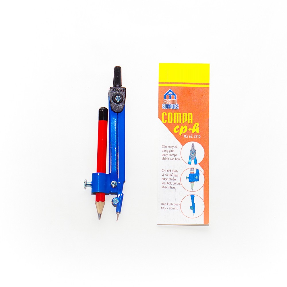 Compa bút chì gỗ học sinh CP HH - Compa Có thể kẹp được nhiều loại bút cỡ bút khác nhau