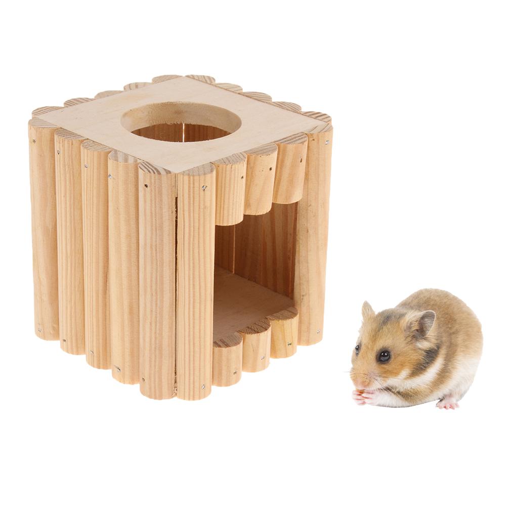 Hamster Nest Double Holes Hut Gerbil Mouse Small Animal Wood Castle