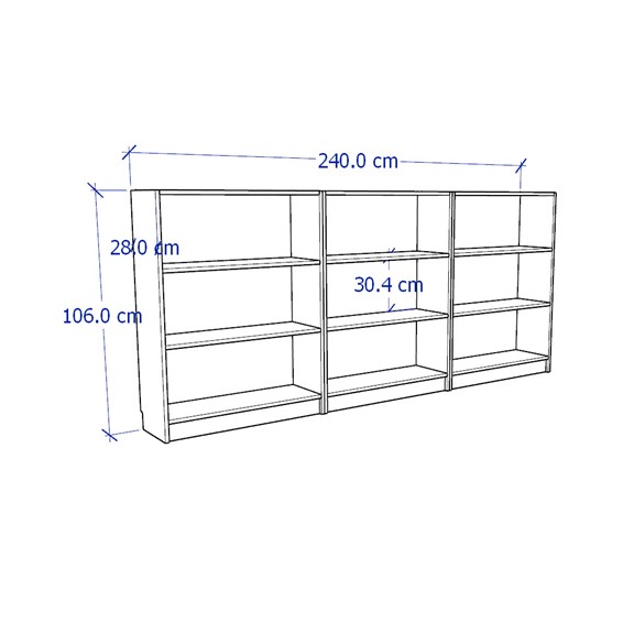 JELLY, COMBO bộ 3 kệ sách 3 tầng, Phong cách Bắc Âu, 240x28x106cm