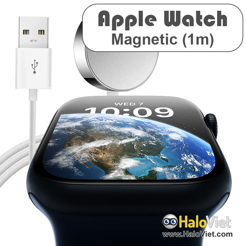 Dây cáp sạc nhanh cho Apple Watch Magnetic (1m) chất liệu đế kim loại cao cấp - Hỗ trợ series 1 2 3 4 5 6 7 8 9, SE, Ultra, SE / Ultra 2