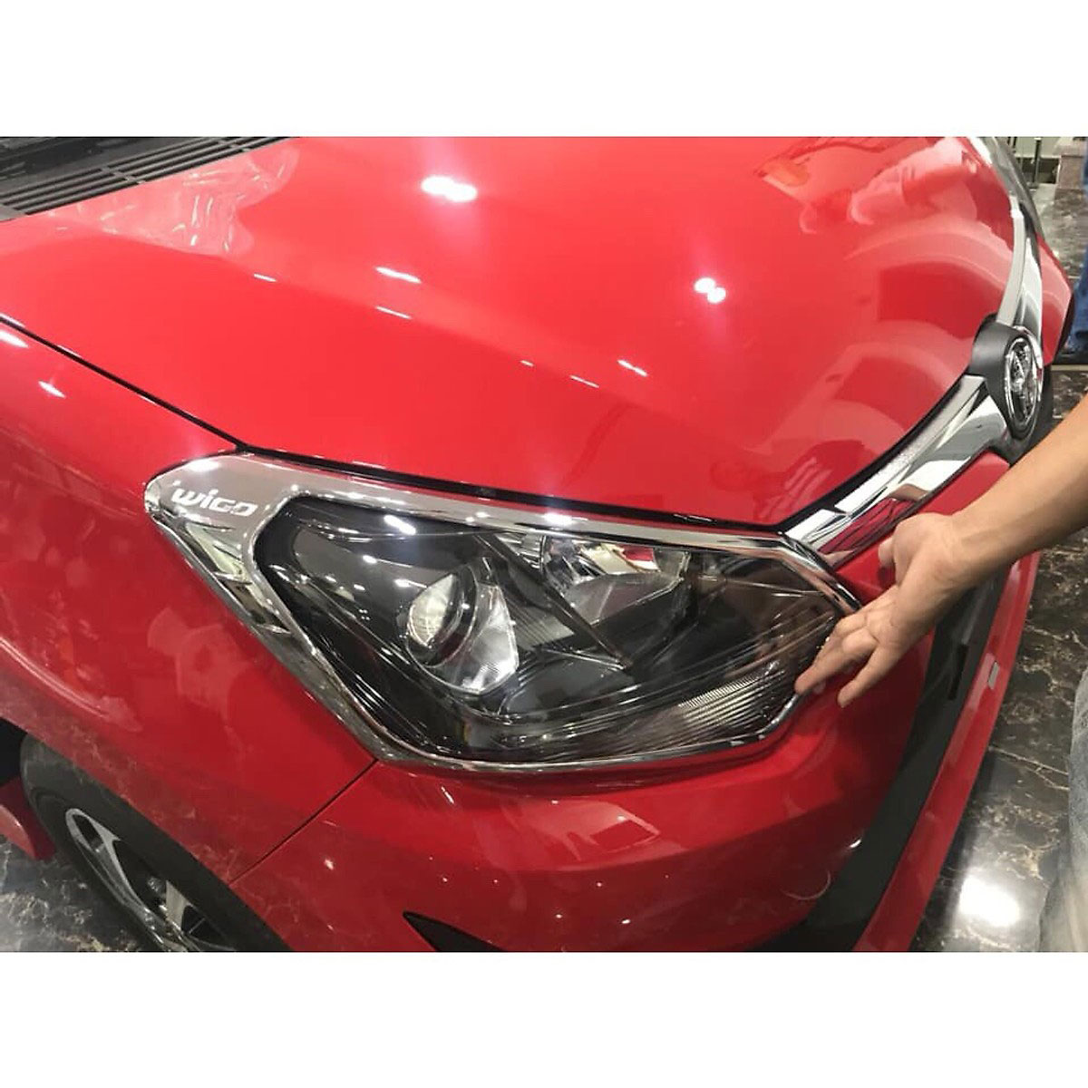 Ốp Viền Đèn Pha, Hậu Mạ Crom Dành Cho Xe Ô Tô Toyota Wigo