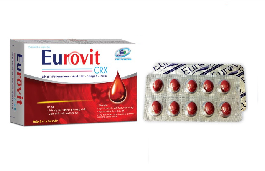 VIÊN BỔ MÁU EUROVIT – BỔ SUNG SẮT III – ACID FOLIC – KHÔNG NÓNG, KHÔNG TÁO BÓN – BỔ SUNG SẮT CHO NGƯỜI THIẾU MÁU – ĐAU ĐẦU – HOA MẮT CHÓNG MẶT – PHỤ NỮ CÓ THAI VÀ CHO CON BÚ – HỘP 30 VIÊN