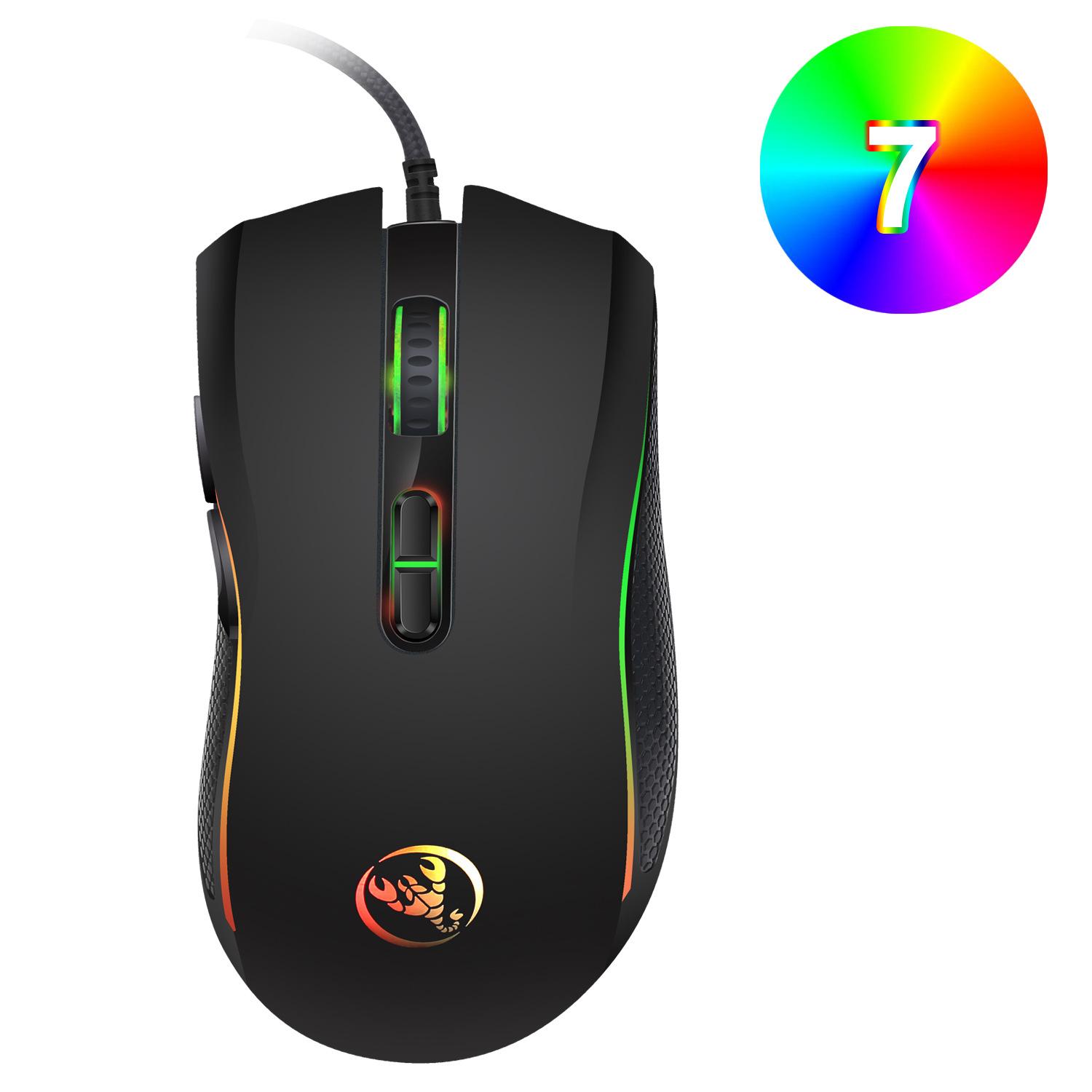 Quang Cao Cấp Chuột Chơi Game Chuyên Nghiệp Với 7 Màu Sắc Tươi Sáng LED Backlit Và Thiết Kế Công Thái Học Cho LOL CS