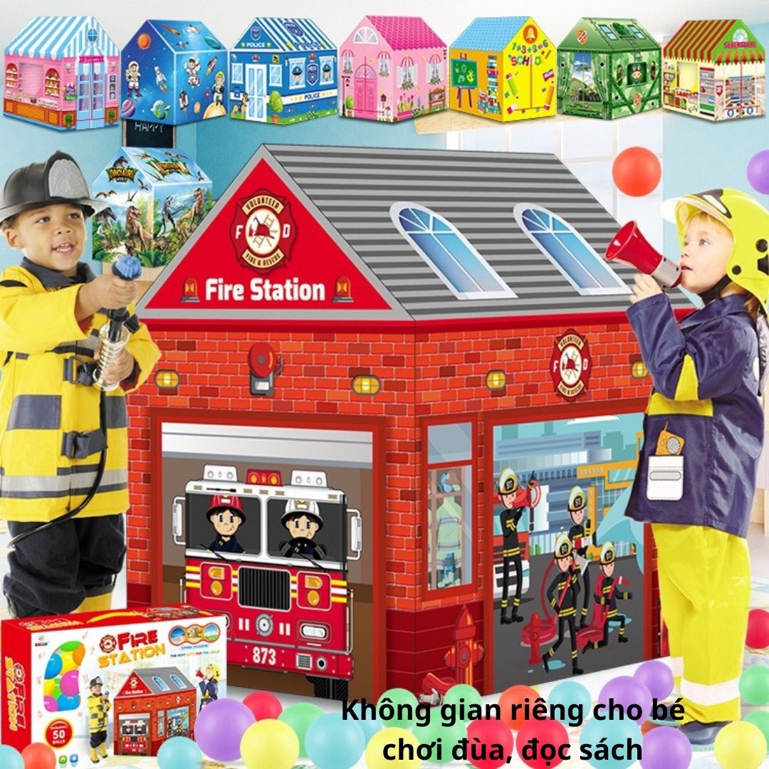 Đồ chơi trong nhà Lều kẹo trẻ em, cảnh sát, cứu hỏa, công chúa, siêu thị, khủng long EASYTOY