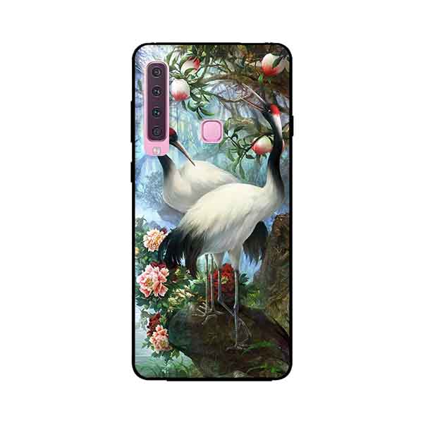 Ốp Lưng in cho Samsung Galaxy A9 2018 Mẫu Cặp Đôi Hạc - Hàng Chính Hãng