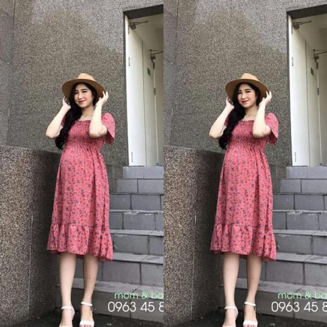 Váy bầu thời trang Aidenshop đầm bầu thiết kế dáng dài chất thô lụa cao cấp