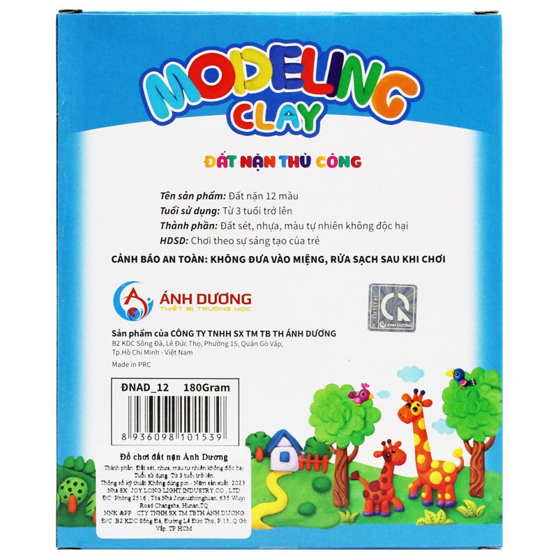 Đồ Chơi Đất Nặn Thủ Công 12 Màu 180g Modeling Clay - Ánh Dương ĐNAD-12