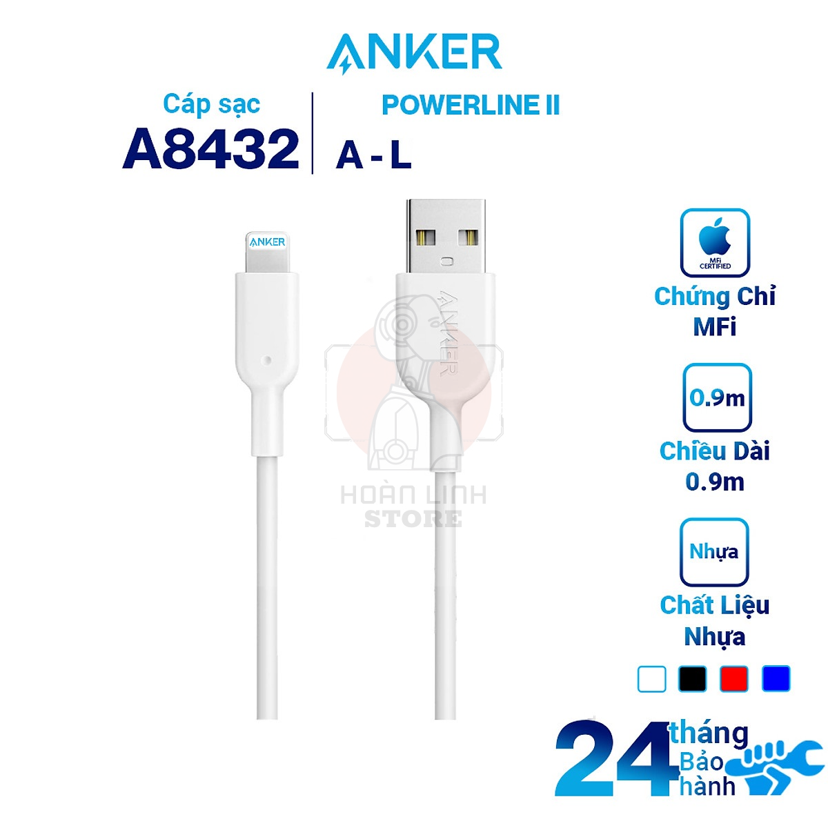 Cáp Sạc Cho iPhone Anker PowerLine II 0.9m - Anker A8432