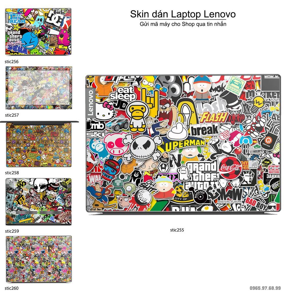 Skin dán Laptop Lenovo in hình sticker bomb (inbox mã máy cho Shop)