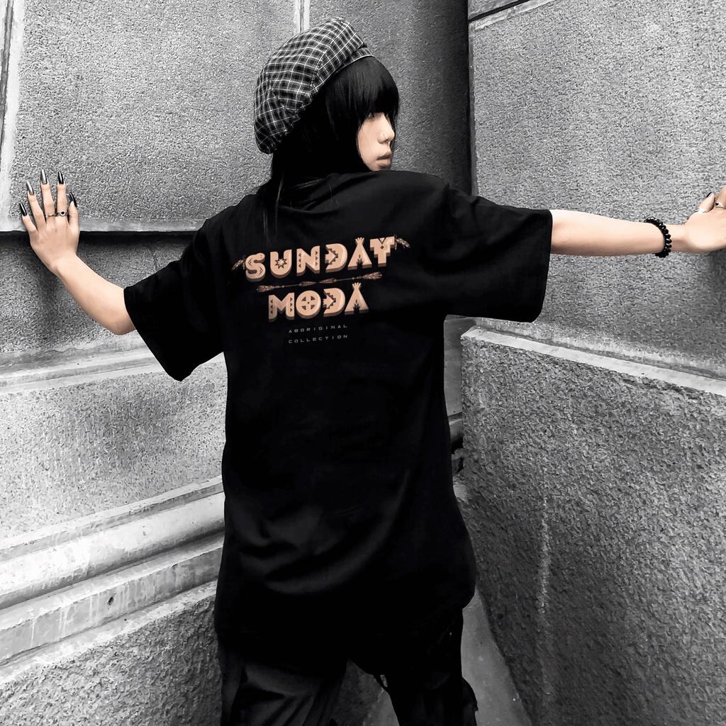 Áo Thun Unisex SUNDAY Moda Mèo thổ dân Đen Nam Nữ In Hình 100% Cotton - Local Brand Chính Hãng