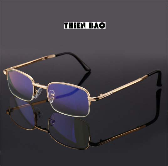Kính lão thị, viễn thị đọc sách Nam nữ gấp gọn ( Tặng bao da đeo hông) KVT1510 tròng Nhật xẻ cước loại tốt mạ crom bền đẹp
